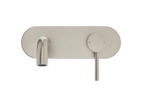Supporting Image 2 - Mizu Drift Wall Basin / Bath Mixer Set with Curved Spout Kit Brushed Nickel (6 Star) Lead Free - Front