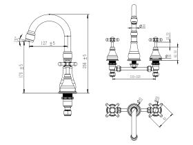 Milli Voir Basin Set Cross Handle (5 Star)