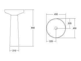 Venice 450 Basin and Pedestal Solid Surface