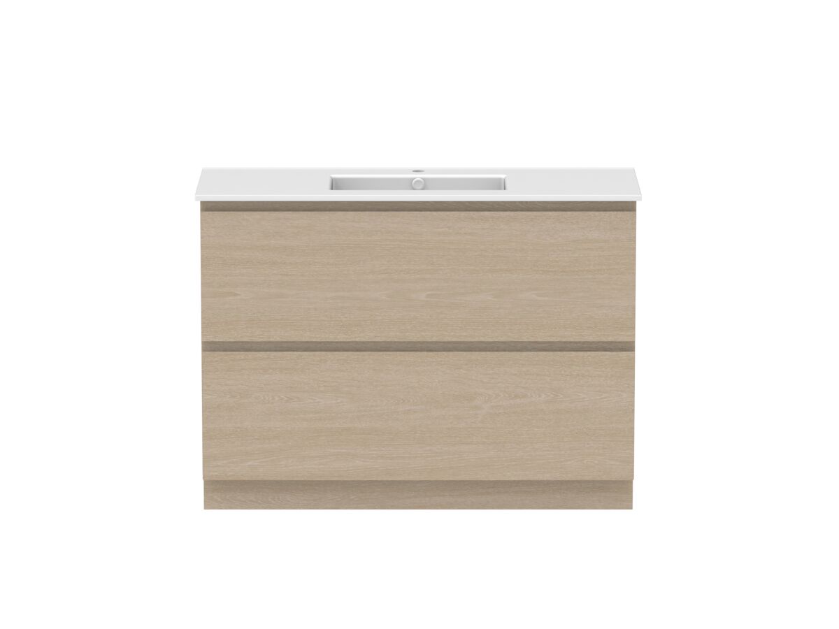 Hero - Posh Domaine All-Drawer Twin 1200mm Floor Mounted Vanity Unit Single Bowl Matte White Ceramic Top Centre Basin