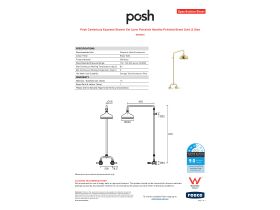Specification Sheet - Posh Canterbury Exposed Shower Set Lever Porcelain Handles Polished Brass Gold (3 Star)