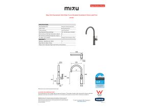 Specification Sheet - Mizu Drift Gooseneck Sink Mixer Curve Brushed Gunmetal (5 Star) Lead Free