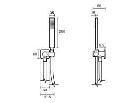 Technical Drawing - Mizu Bloc Handshower on Bracket