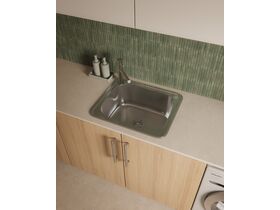 In Situ - Posh Bristol Standard Inset Laundry Trough 45L with 1 Taphole and Bypass Stainless Steel