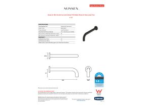 Specification Sheet - Scala 25 Wall Outlet Curved 250mm PVD Matte Black (6 Star) Lead Free