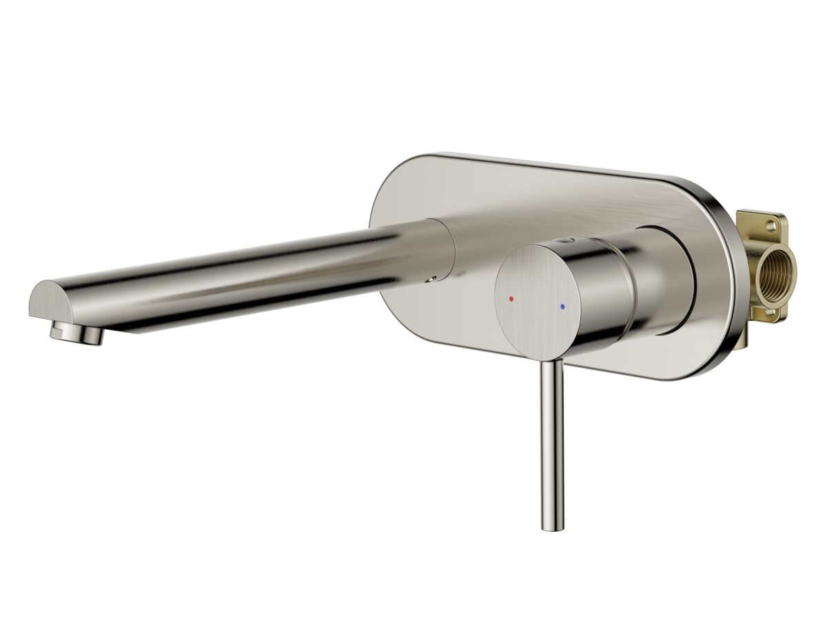 Hero - Posh Bristol Pin Basin / Bath Wall Mixer Tap Set Brushed Nickel (5 Star) Lead Free