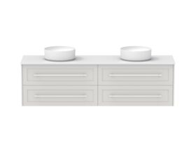Hero - Kado Lux All Drawer 1800mm Wall Hung Vanity Double Basin 20mm - Feather Grey - Front