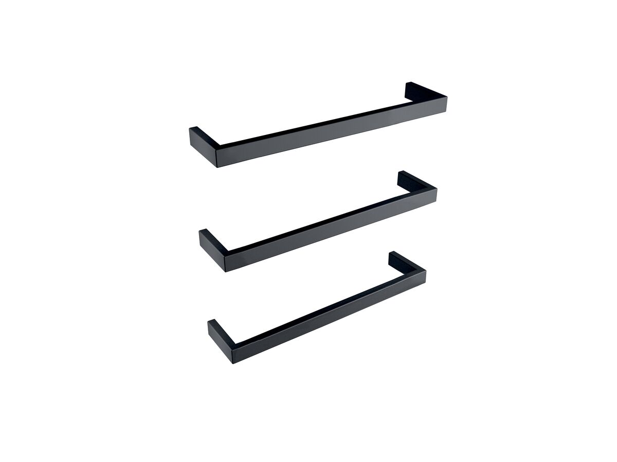 MIZU BLOC HEATED TOWEL RAIL 630MM (TRIPLE PACK) MATTE BLACK