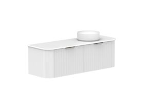 Supporting Image 2- Kado Neue Fluted Double Curve All Drawer 1500 Wall Hung Vanity with Right Hand Basin 20mm Ultra White