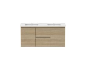 Hero - Posh Domaine 1200mm Wall Hung Vanity Unit Conventional Double Bowl Matte White Ceramic Top