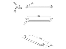 Mobi Grab Rail 450mm Satin Stainless Steel
