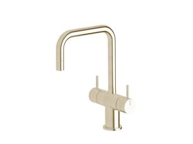 Sussex Scala Mini Twin Handle Mixer Tap Small Square LUX PVD Brushed Platinum Gold (5 Star)