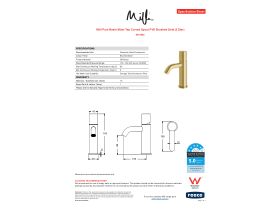 Specification Sheet - Milli Pure Basin Mixer Tap Curved Spout PVD Brushed Gold (5 Star)