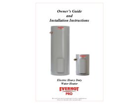 Installation Instructions - Everhot PRO Heavy Duty Electric Hot Water System