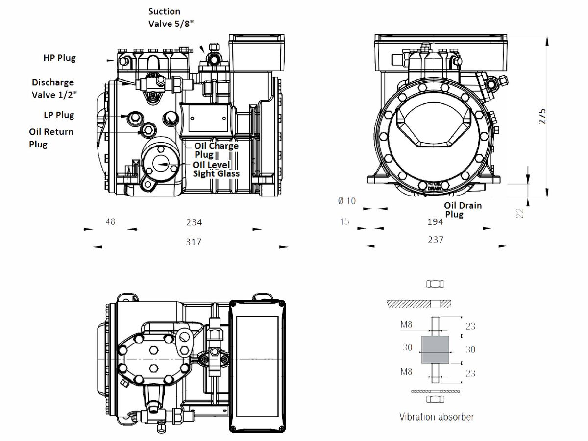 Tecumseh Semi Hermetic Compressor SH4526Z