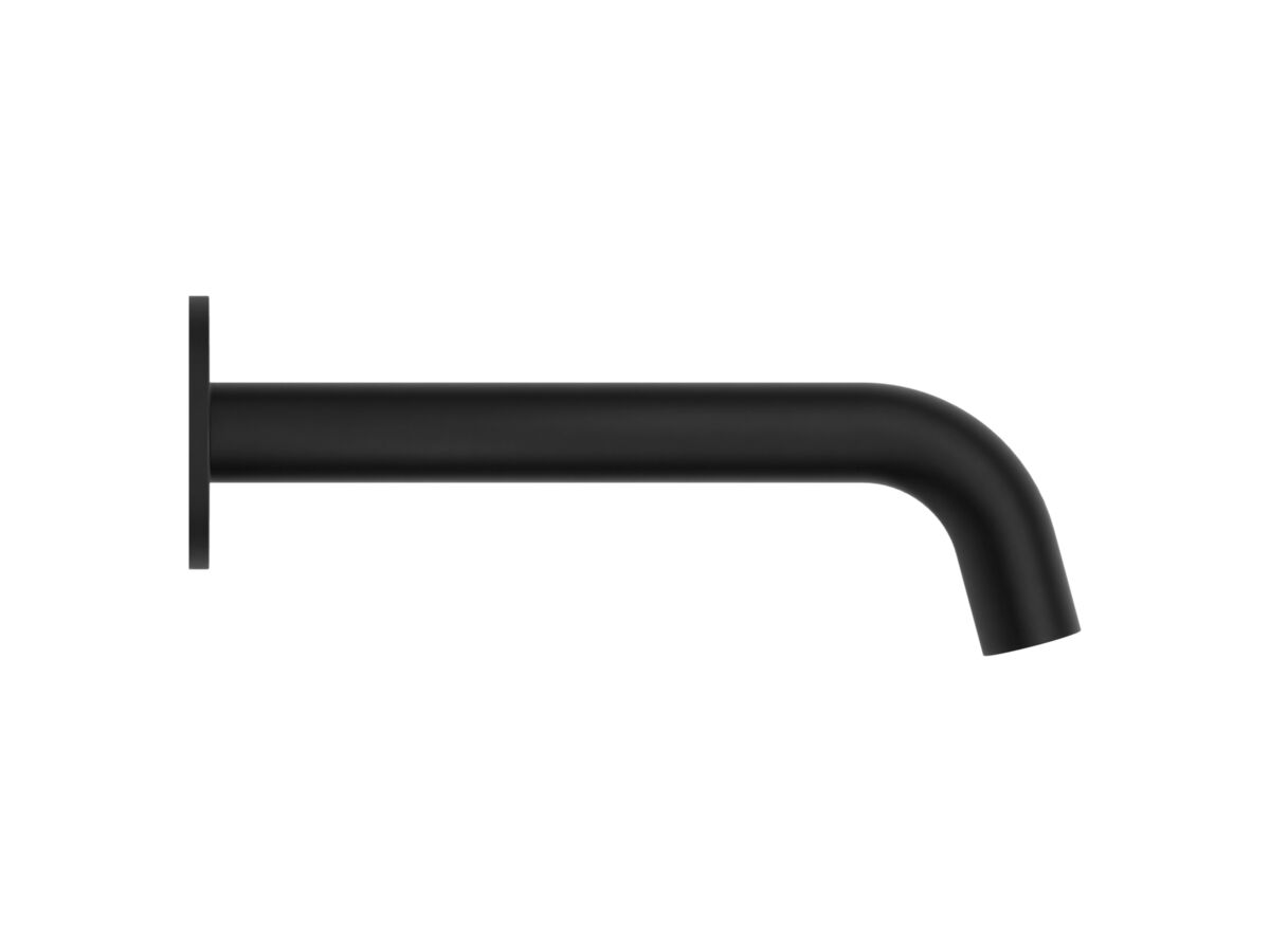 Supporting Image - Mizu Drift Wall Basin/Bath Outlet Curve Spout 200mm Matte Black (6 Star) Lead Free - Side