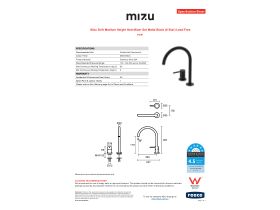 Specification Sheet - Mizu Drift Medium Height Hob Mixer Set Matte Black (6 Star) Lead Free