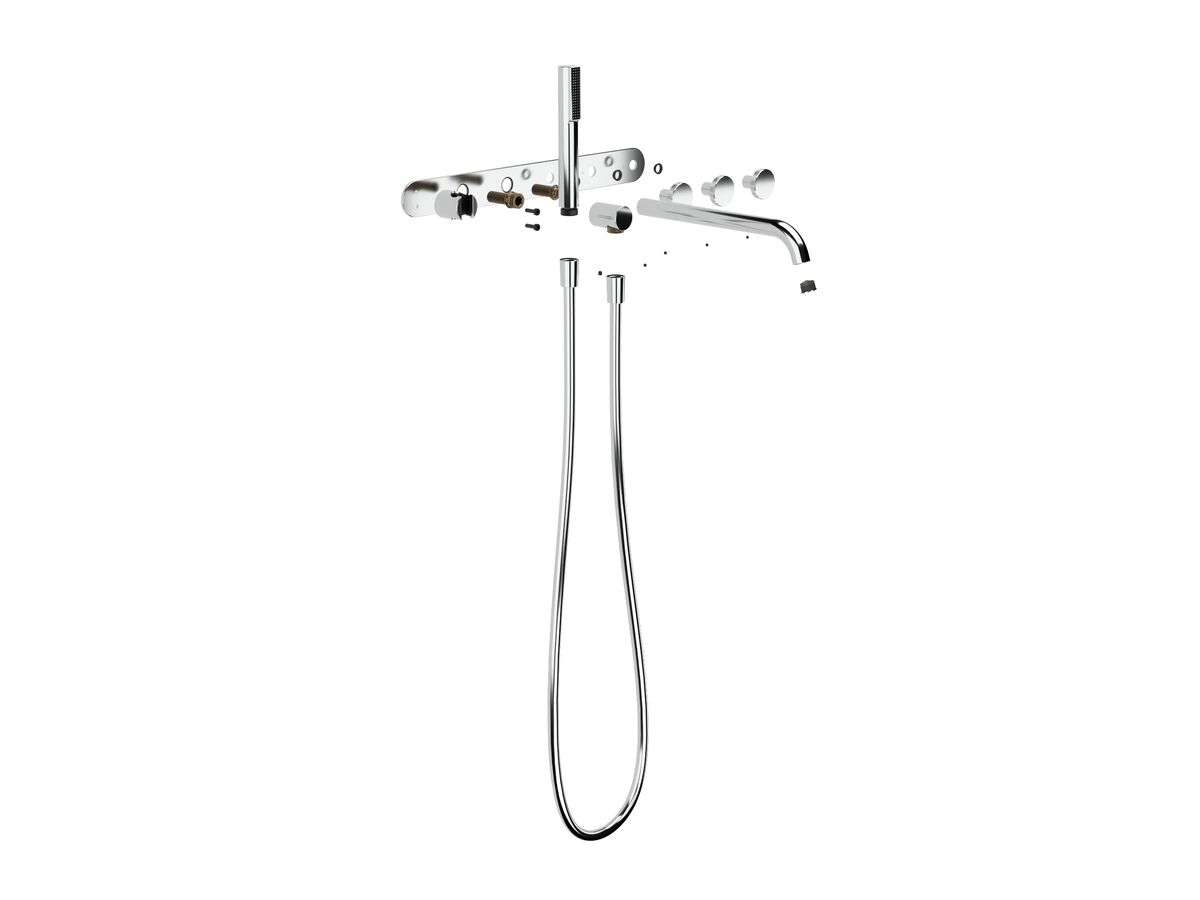 Supporting Image - Faucet Strommen Vara Disc Wall Bath Tap Set with Handshower Kit Chrome (3 Star) Lead Free