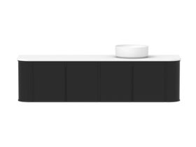 Hero - Kado Era Double Curve All Door 1800mm Wall Hung Vanity with Right Hand Basin 20mm Top Matte Black