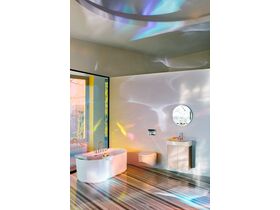 LAUFEN Sonar Freestanding Bath with Overflow and Plug & Waste 1600 x 815 Textured Exterior Surface White