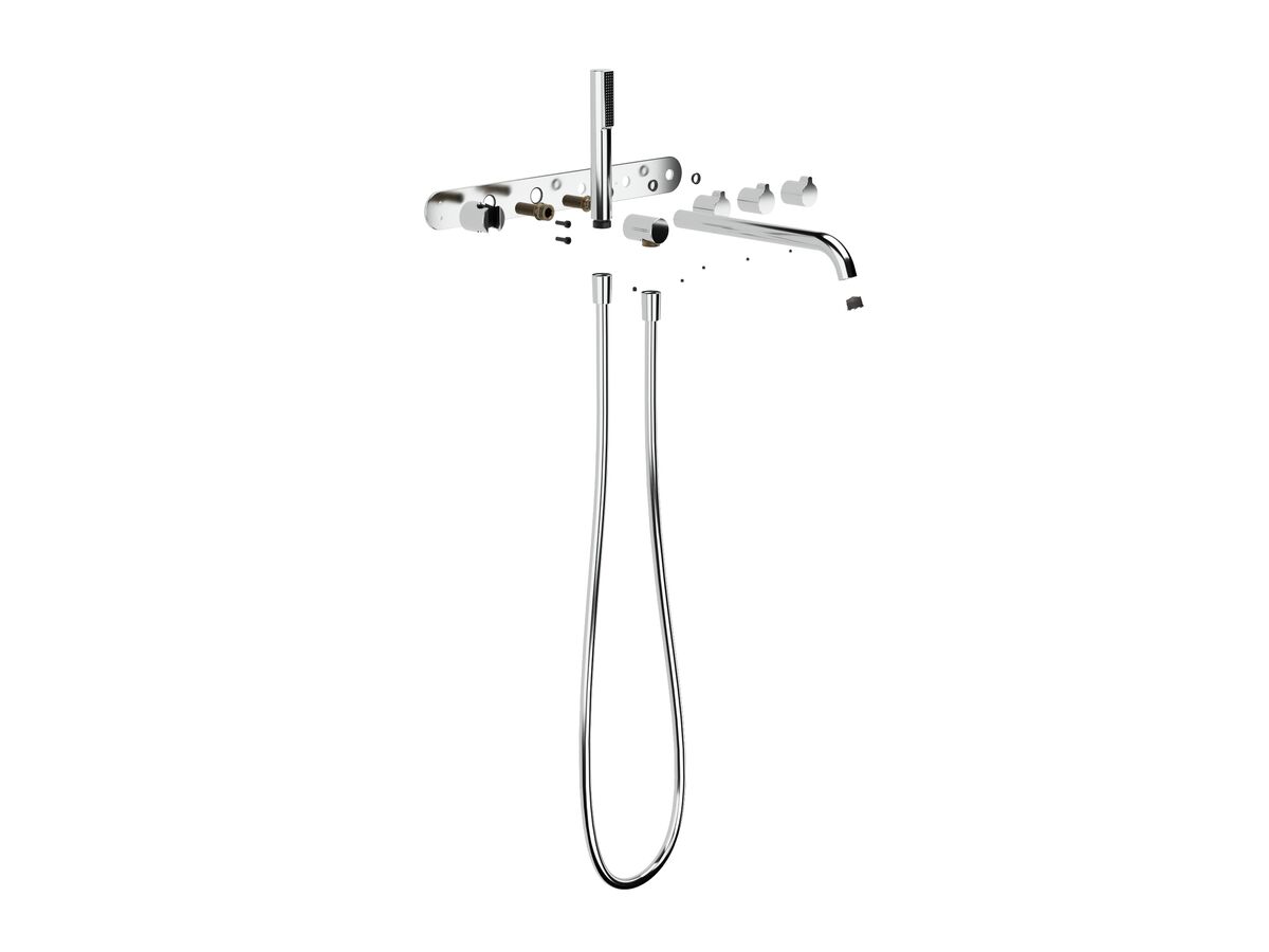 Hero - Faucet Strommen Vara Fin Wall Bath Tap Set with Handshower Trimset Chrome (3 Star) Lead Free