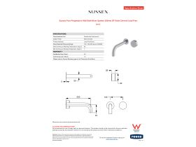 Specification Sheet - Sussex Pure Progressive Wall Bath Mixer System 200mm EP Satin Chrome Lead Free