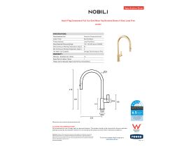 Specification Sheet - Nobili Flag Gooseneck Pull Out Sink Mixer Tap Brushed Brass (4 Star) Lead Free