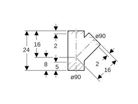 Geberit Junction 90mm x 90mm x 45 Degree