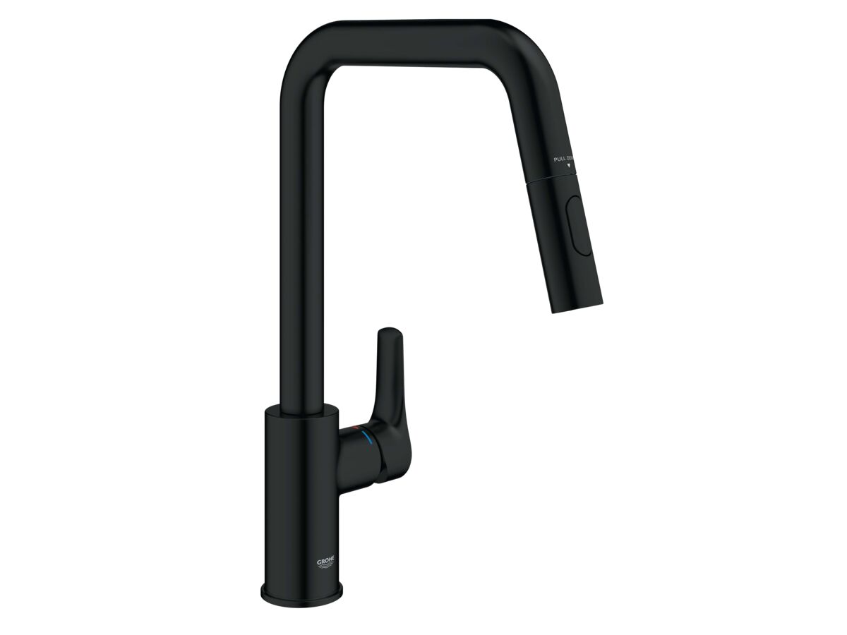 Hero - GROHE Eurosmart New Cosmopolitan Gooseneck Pull Out Sink Mixer Matte Black (5 Star) Lead Free