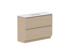 Supporting Image - Posh Domaine All-Drawer Twin 1200mm Floor Mounted Vanity Unit Single Bowl Matte White Ceramic Top Centre Basin