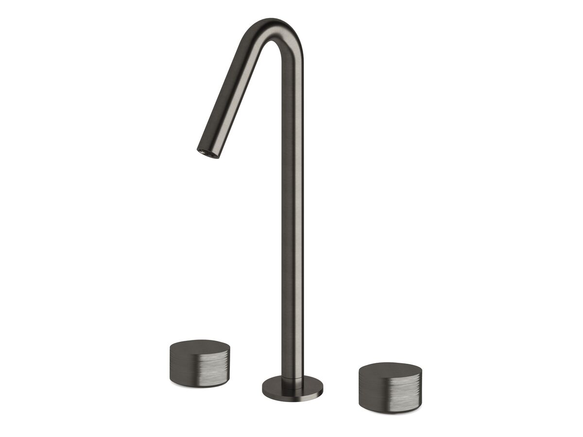 Sussex Pure Vessel Basin Set with Cirque Textured Handles PVD Brushed Gunmetal (5 Star)