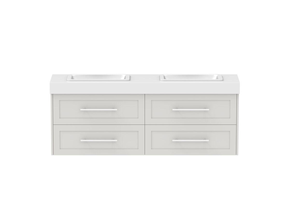 Hero - Kado Lux Ensuite All Drawer Twin 1500mm Wall Hung Double Basin 90mm Top