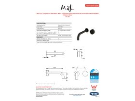 Specification Sheet - Milli Pure Progressive Wall Basin Mixer Tap System 200mm with Linear Textured Handle PVD Matte Black (3 Star)