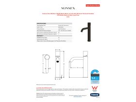 Specification Sheet - Sussex Pure Medium Height Basin Mixer Curved with Diamond Textured Handles PVD Matte Black (5 Star) Lead Free