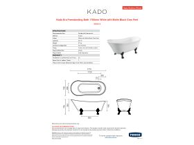 Specification Sheet - Kado Era Freestanding Bath 1700mm White with Matte Black Claw Feet