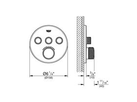 GROHE SmartControl Concealed Thermostat 3 Button Round