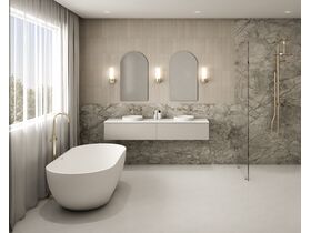 In Situ - Omvivo Villa Round Thin Edge Semi Inset Basin 360mm and Freestanding Bath 1725 x 820mm White Haven