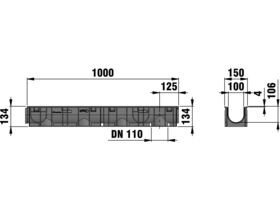 Hauraton 100mm PP Channel with Stainless Steel H/G 1M