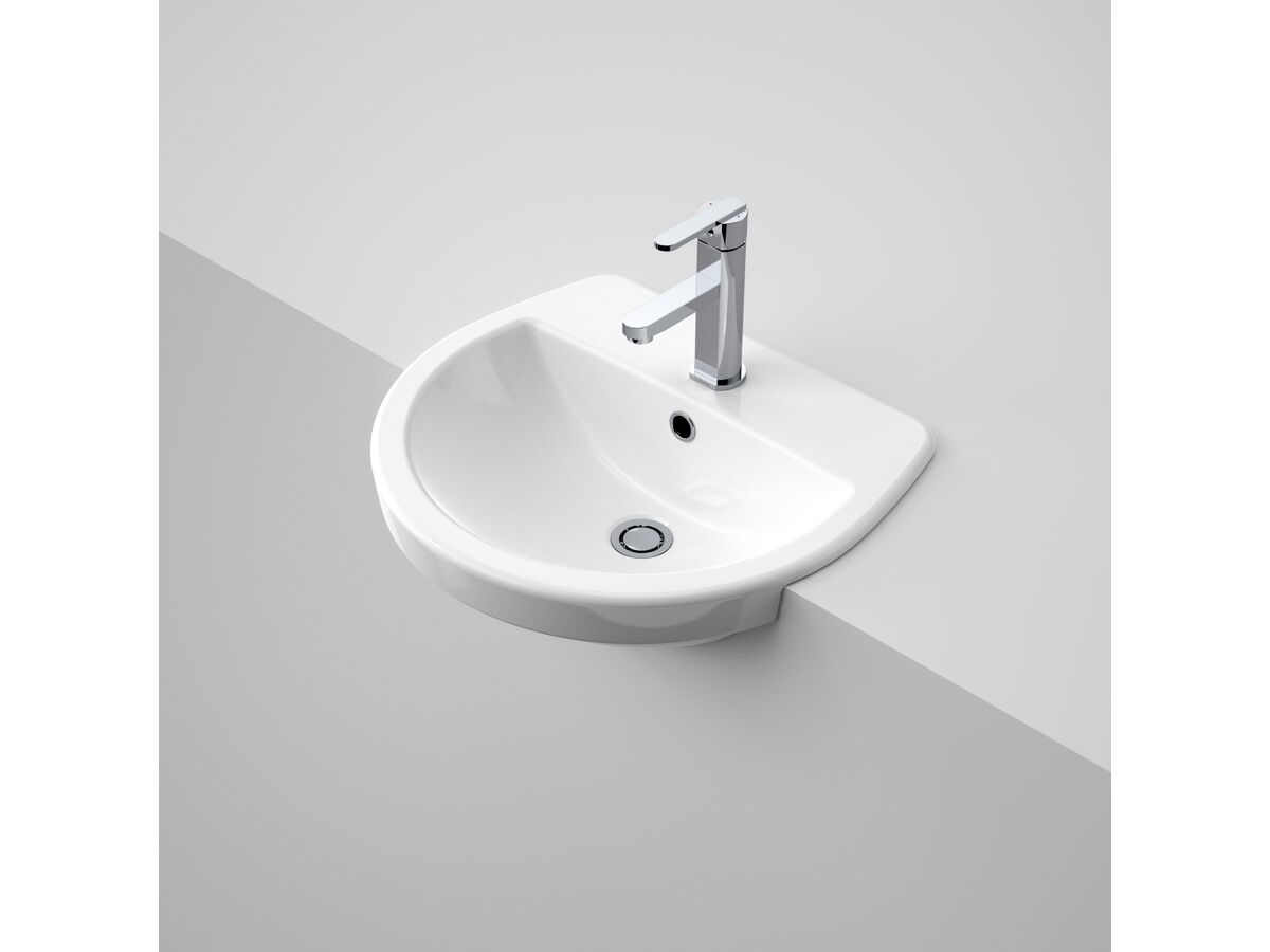 Cosmo Semi Recessed Vanity Basin 1 Taphole 500 x 400mm White