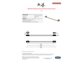 Specification Sheet - Milli Marq Edit Single Towel Rail 600mm Brushed Bronze