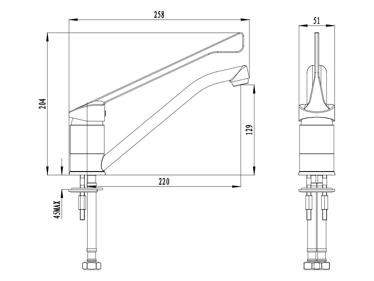 Posh Bristol MK2 Sink Mixer with Extended Lever Chrome (4 Star)