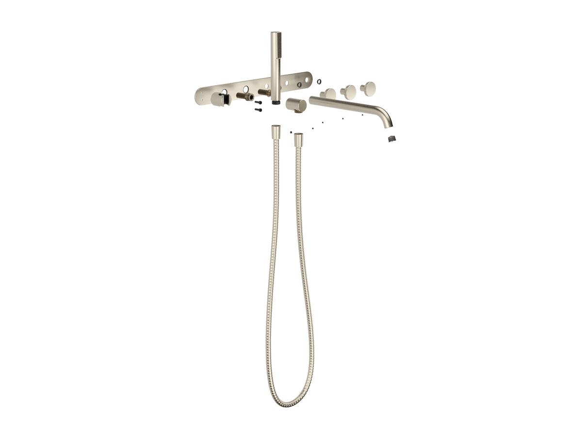 Supporting Image - Faucet Strommen Vara Disc Wall Bath Tap Set with Handshower Kit Brushed Nickel (3 Star) Lead Free