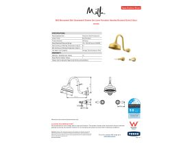 Specification Sheet - Milli Monument Edit Gooseneck Shower Set Lever Porcelain Handles Brushed Gold (3 Star)