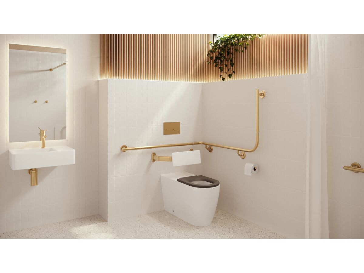 In Situ - Mizu Commercial Bathroom - Wolfen Back to Wall Toilet with Backrest - Brushed Brass