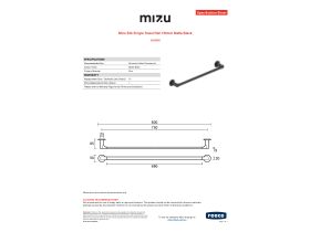 Specification Sheet - Mizu Silk Single Towel Rail 750mm Matte Black