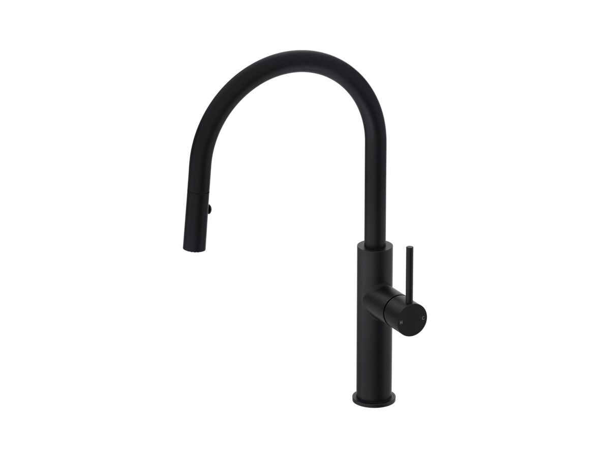 Hero - Mizu Drift Pull Out Gooseneck Sink Mixer Curve 2 Function Matte Black (5 Star)
