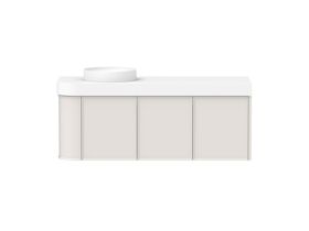 Hero - Kado Era Single Curve All Door 1350mm Wall Hung Vanity Left Hand Basin 90mm Durasein Top Feather Grey