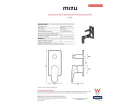 Specification Sheet - Mizu Silk Shower Mixer Tap with Diverter Trimset Matte Black (New)