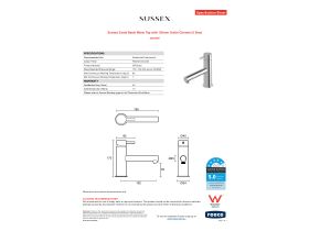 Specification Sheet - Sussex Scala Basin Mixer Tap with 150mm Outlet Chrome (5 Star)