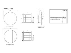 ISSY Halo 1000mm Round Mirror with Shaving Cabinet (Recessed)